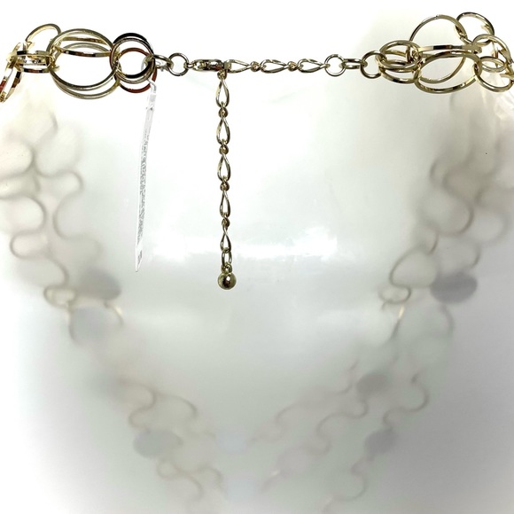 Dillards Gold Silver Circle Link Necklace Layered Adjustable Cocktail Waterfall - Picture 5 of 6